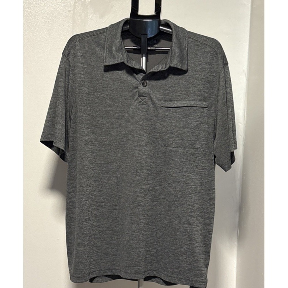 Duluth Trading Co Polo Shirt Mens Large Gray Performance Pocket Lightweight Golf